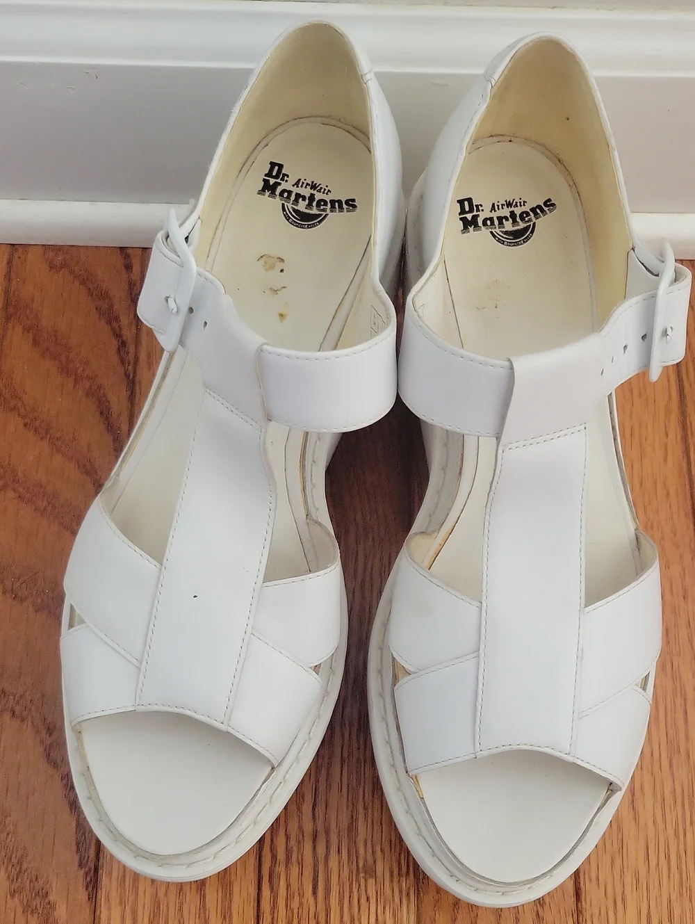 Dr. Martens Adaya White Platform Wedge Sandals with Buckle size 8
